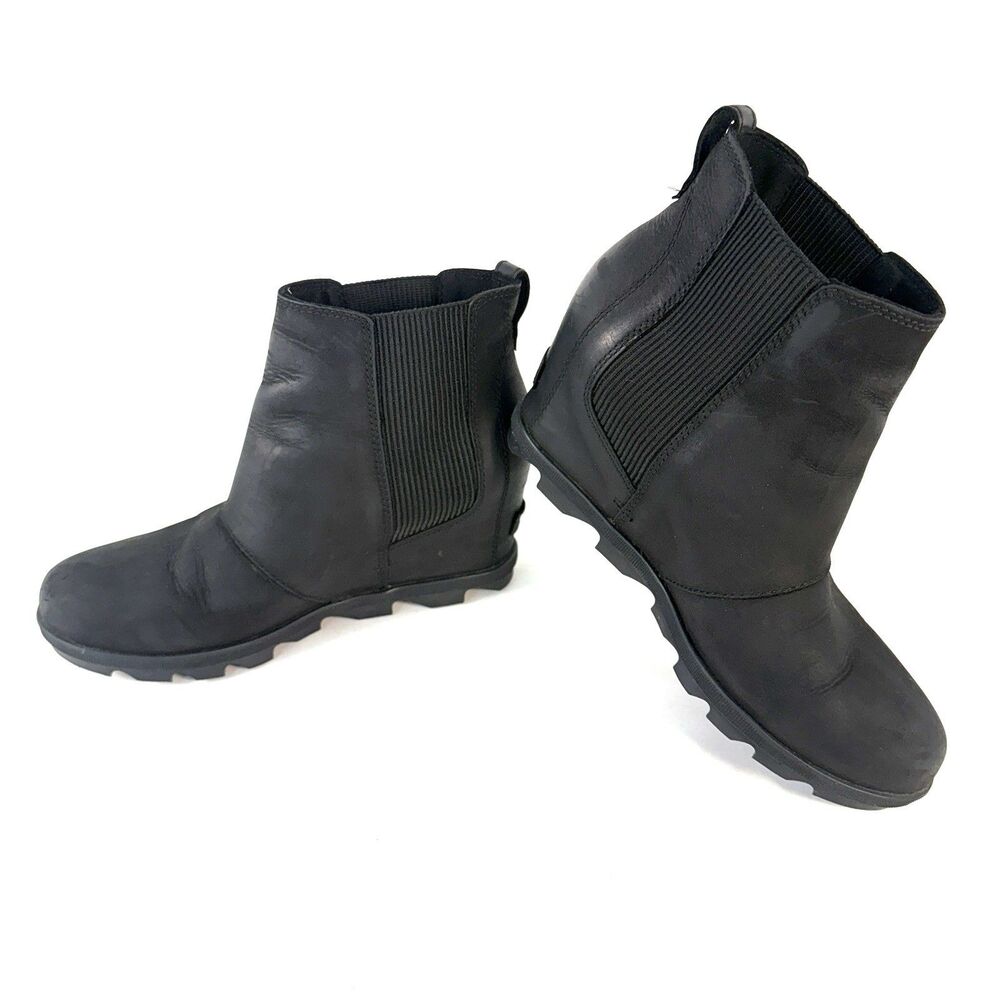 SOREL Boots Womens Size 10 Black Joan of Arctic Wedge II Chelsea Ankle Pull On